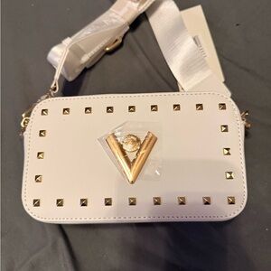 Valentino Orlandi White Crossbody camera Bag with Gold Accents
